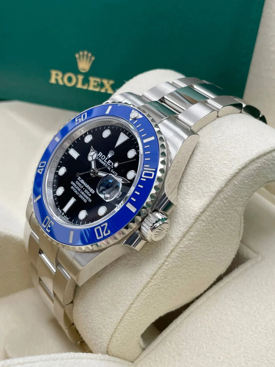 RLX White Gold Submariner Date Watch - The Blueberry - Blue Bezel - Black