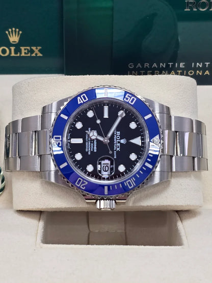 RLX White Gold Submariner Date Watch - The Blueberry - Blue Bezel - Black