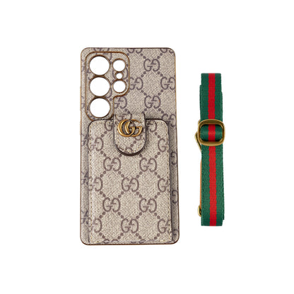 Advanced Leather Samsung Phone Case with Wallet and Strap.