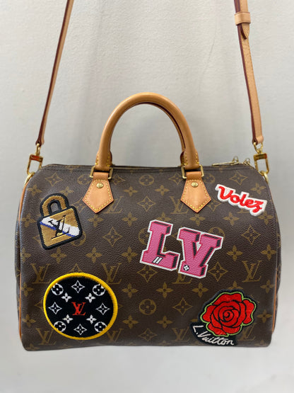 LOUIS VUITTON MONOGRAM PATCHES SPEEDY BANDOULIERE 30 BAG