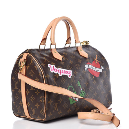 LOUIS VUITTON MONOGRAM PATCHES SPEEDY BANDOULIERE 30 BAG